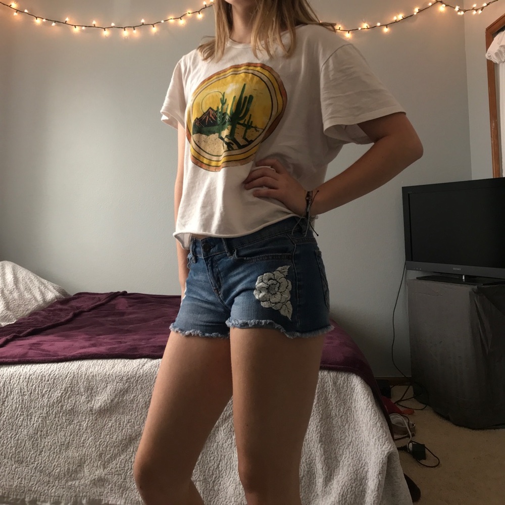 Embroidered jean shorts